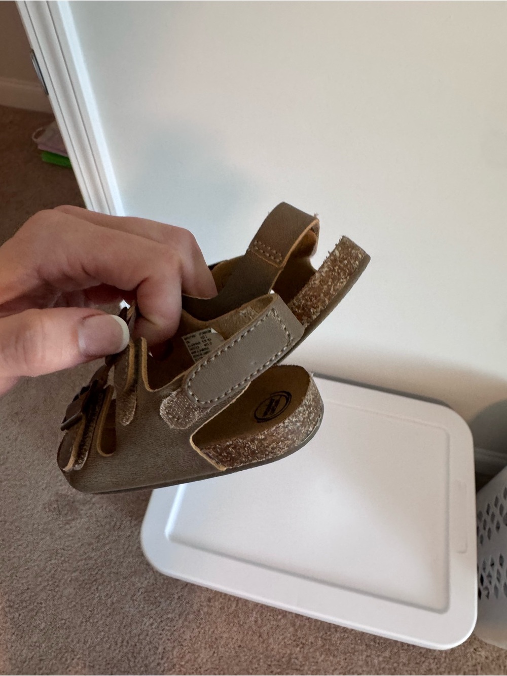 wonder nation Tan Kids Open-Toe Velcro Sandals